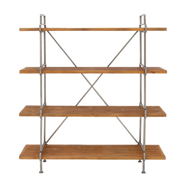 Dark Brown Wood Industrial Shelving Unit, 67 inches x 43 inches x 16 inches, BEIGE, hi-res image number 0