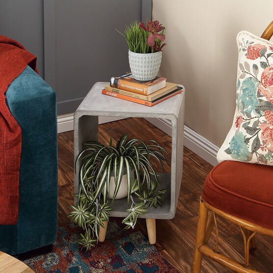 Grey Fiber Clay Industrial Outdoor Accent Table, , alternate image number null