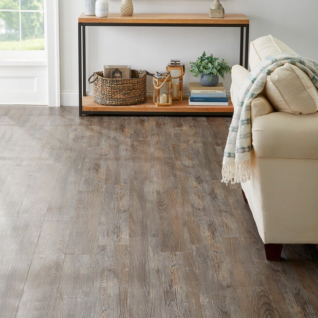Tivoli II 6 inches x 36 inches Self-Adhesive Vinyl Floor Planks, SILVER, hi-res image number null
