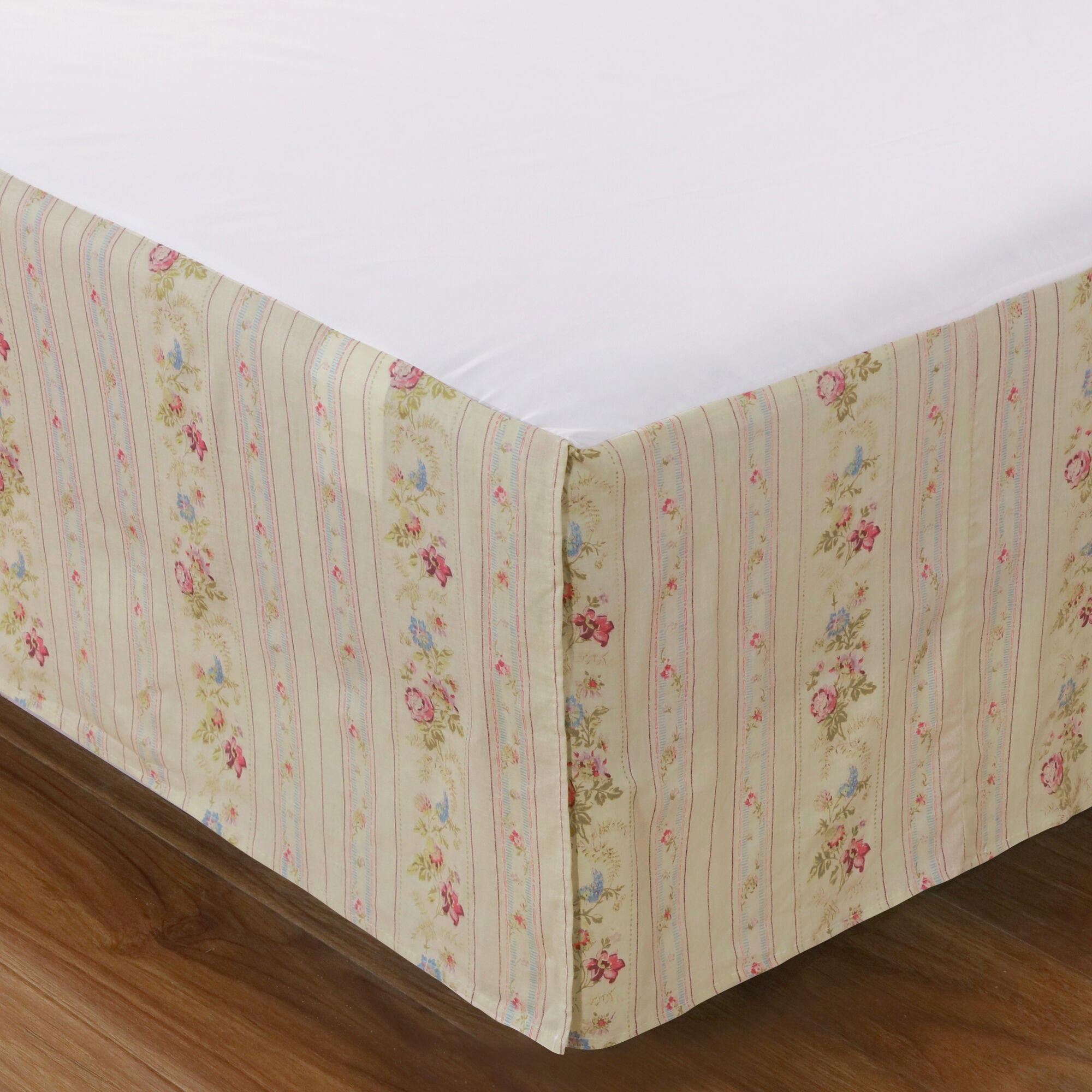 Antique Rose Vintage Floral Bedskirt, ECRU, hi-res image number 0