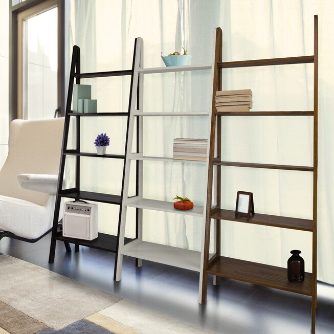 5-Shelf Ladder Bookcase-White, , alternate image number 4