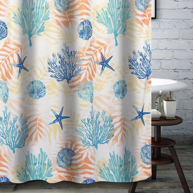 Montego Shower Curtain, AQUA, hi-res image number 0