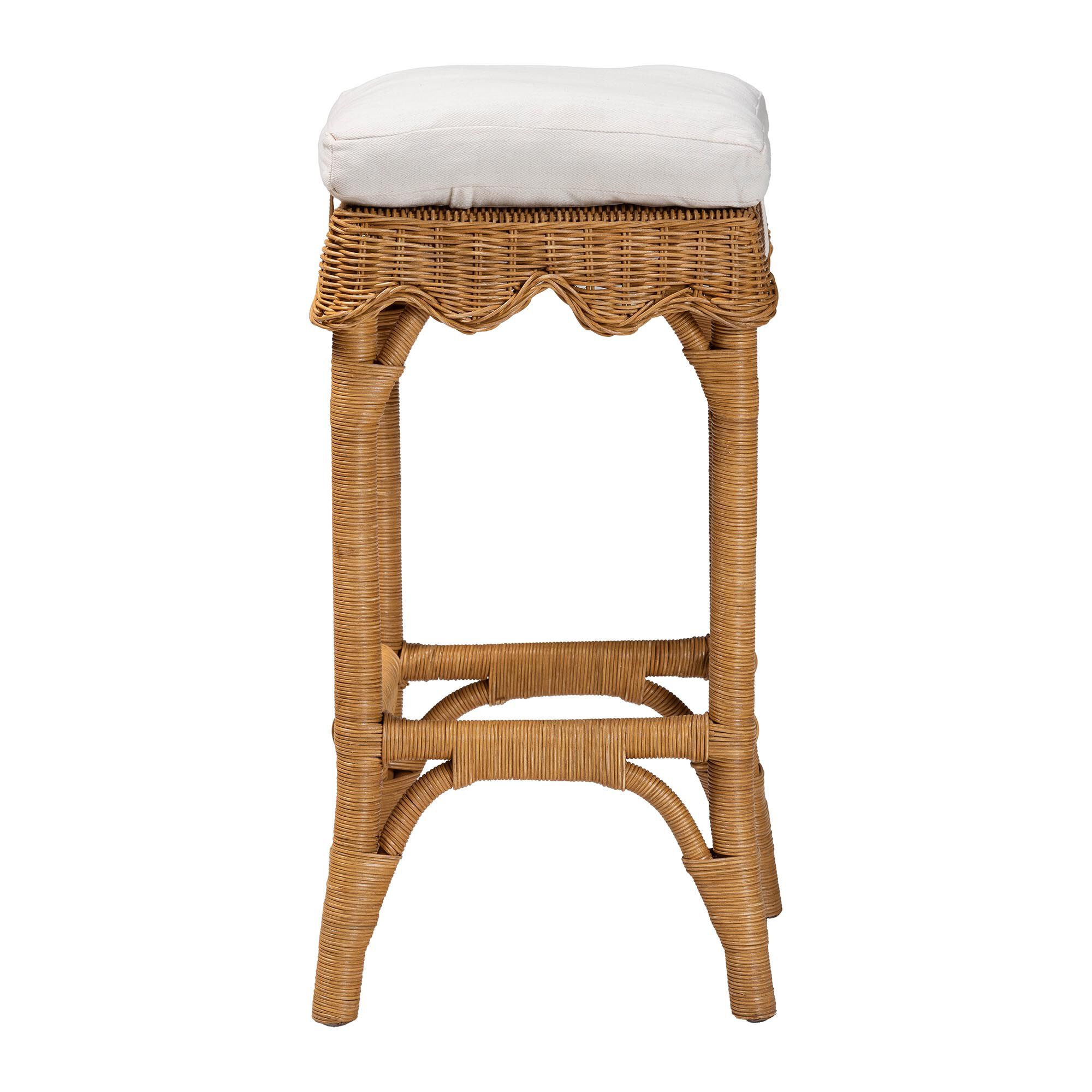 Muy Bohemian Scallop Honey Rattan Bar Stool, HONEY, alternate image number 2