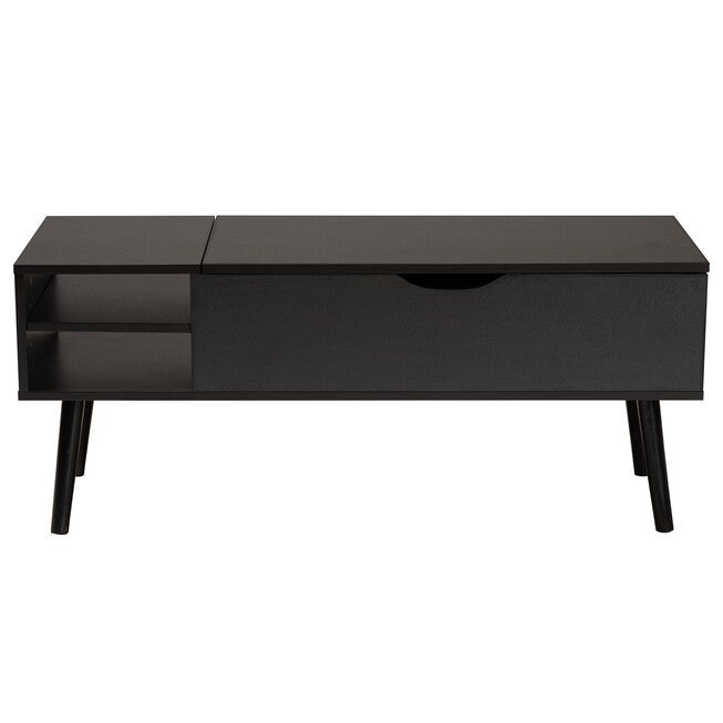 Roden Modern Two-Tone Black And Espresso Brown Finished Wood Coffee Table With Lift-Top Storage Compartment, , alternate image number 2