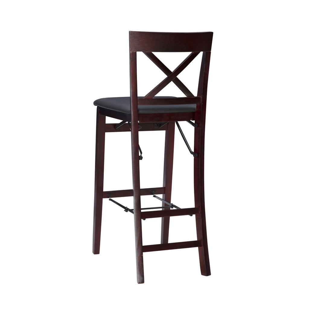 Triena X back folding counter bar stool angled rear view showing folding legs