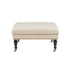 Isabelle Natural Square Tufted Ottoman, , alternate image number null