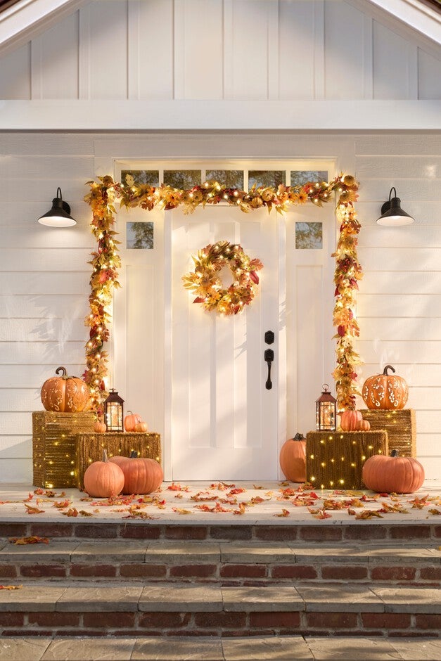 Pre-Lit Harvest Daisy Wreath, , alternate image number null