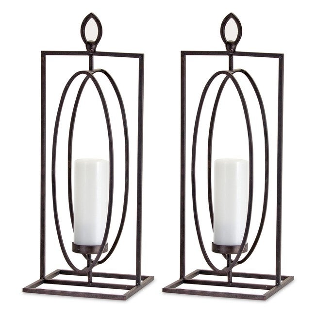 Candle Holder 24 inchesH (Set of 2) Iron, BLACK, alternate image number 1