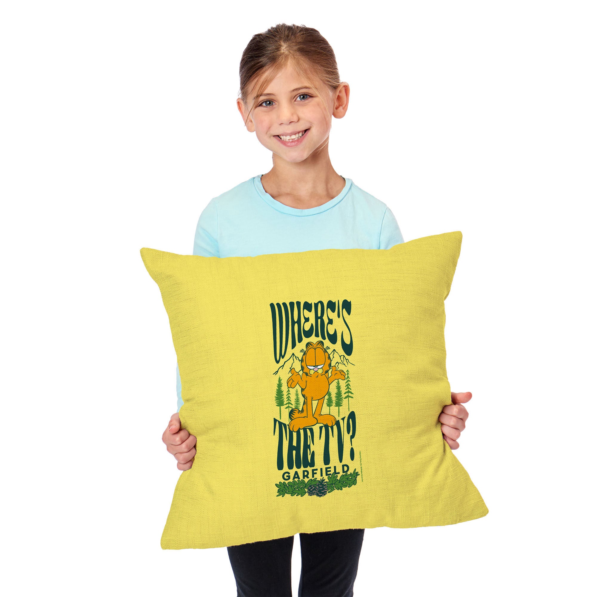 Nickelodeon Garfield Where's the TV Throw Pillow 18X18 Inches, YELLOW, alternate image number 2