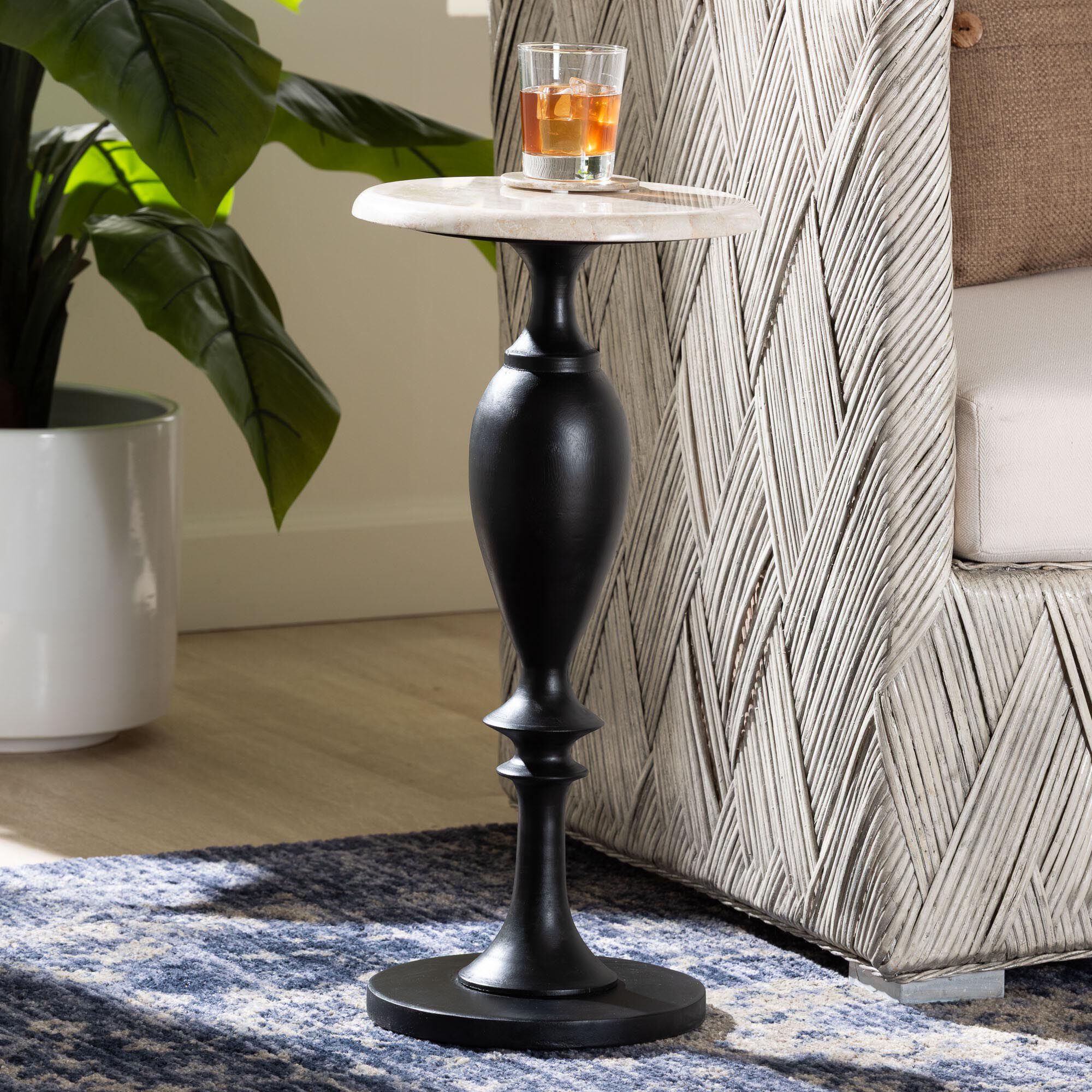 Perlita End Table with Marble Stone Top, GREY, alternate image number 6