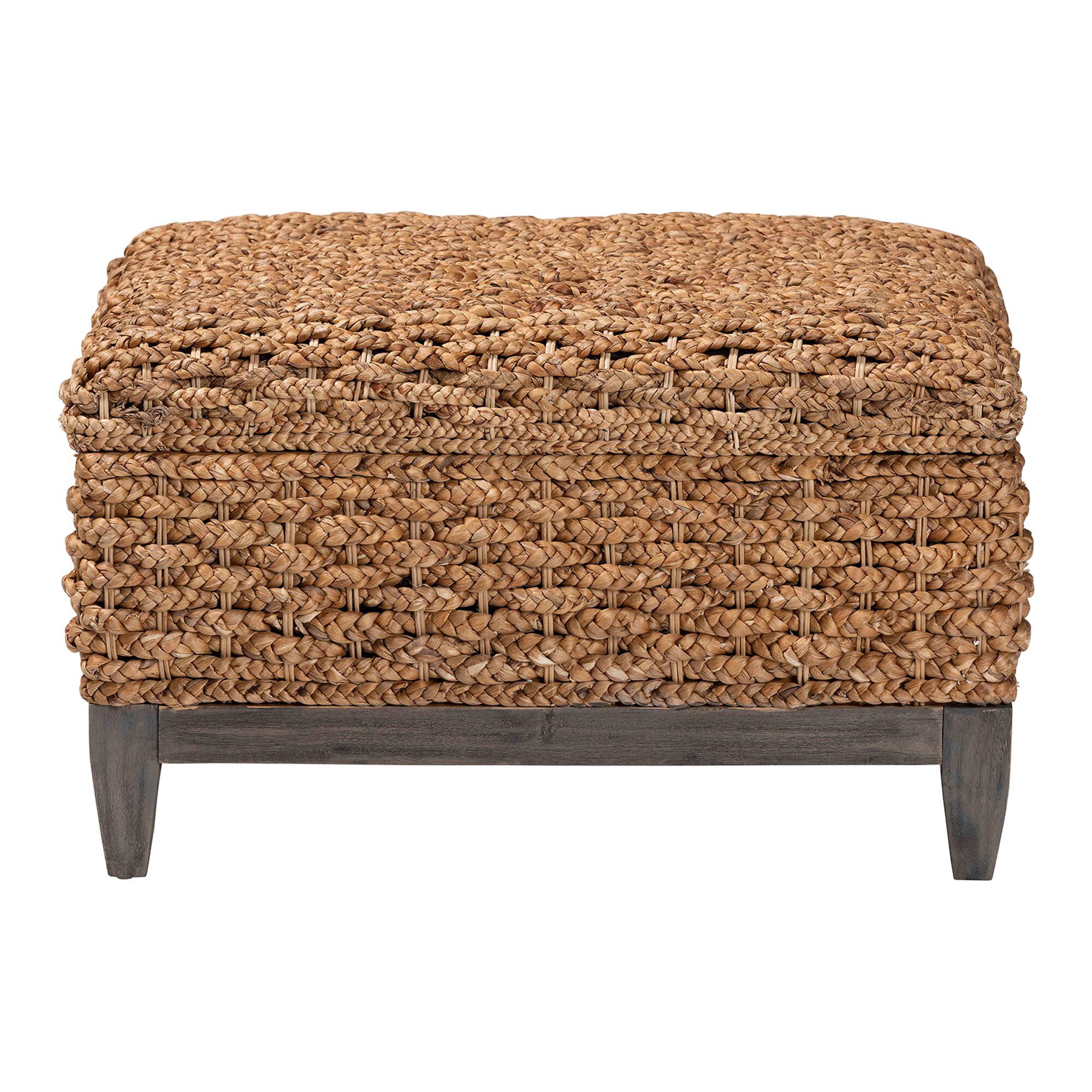Bailey Handwoven Seagrass Storage Ottoman, Square, NATURAL BROWN, alternate image number 3