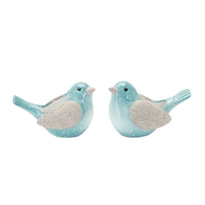 Whimsical Terra Cotta Garden Bird Planter (Set of 2), BLUE, hi-res image number null
