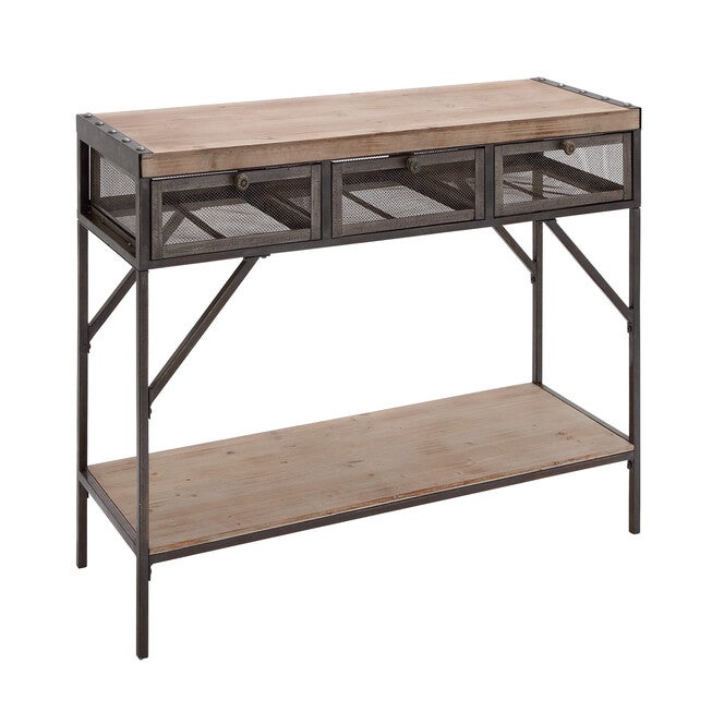 Brown Industrial Metal Console Table, 32 x 43, , alternate image number null