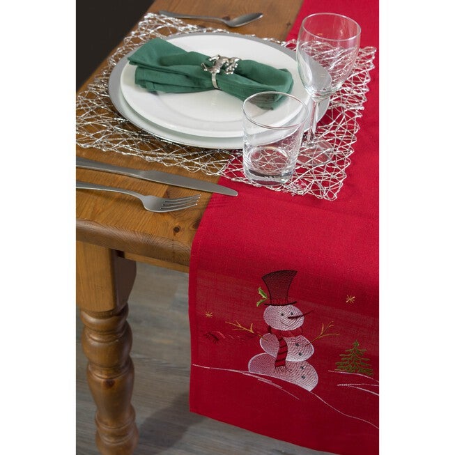 Embroidered Snowman Table Runner, , on-hover image number 1