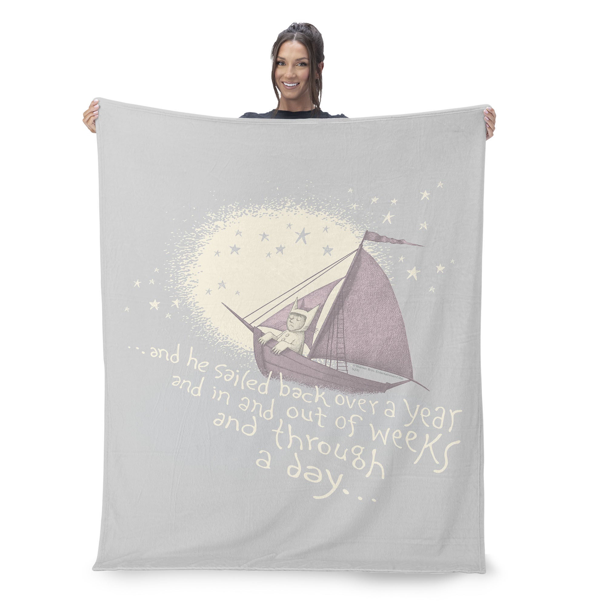 Warner Bros. Where the Wild Things Are He Sailed Silk Touch Throw Blanket 50x60 Inches, GRAY, on-hover image number 1