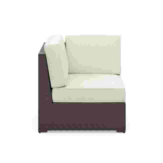Palm Springs Outdoor Sectional Side Chair with white cushions and dark frame