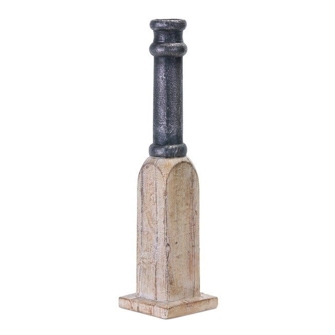 Candle Holder (Set of 4) 8.75 inchesH, 9.25 inchesH, 11.5 inchesH, 13.25 inchesH Resin/Stone Powder, BROWN/WHITE, alternate image number null