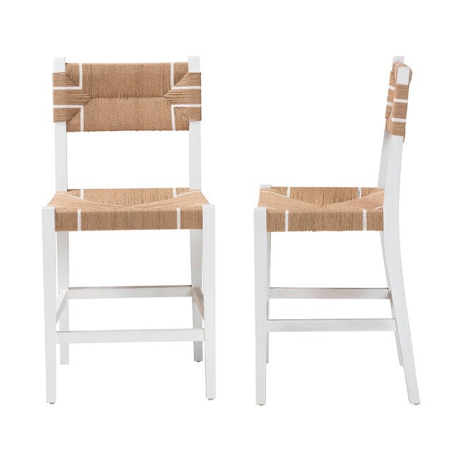 Talli Bohemian Paper Loom and White Mahogany Wood 2-Piece Counter Stool Set, BROWN, alternate image number null