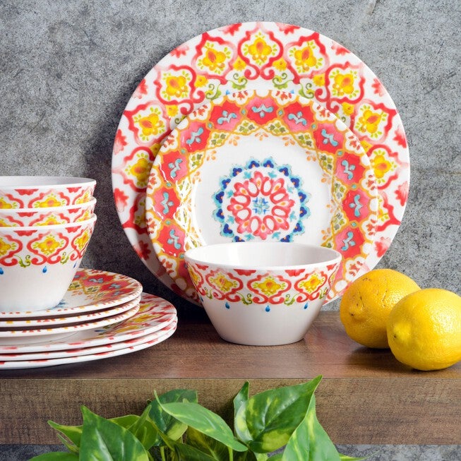 12-Pc. Tamayo Melamine Dinnerware Set, , alternate image number null