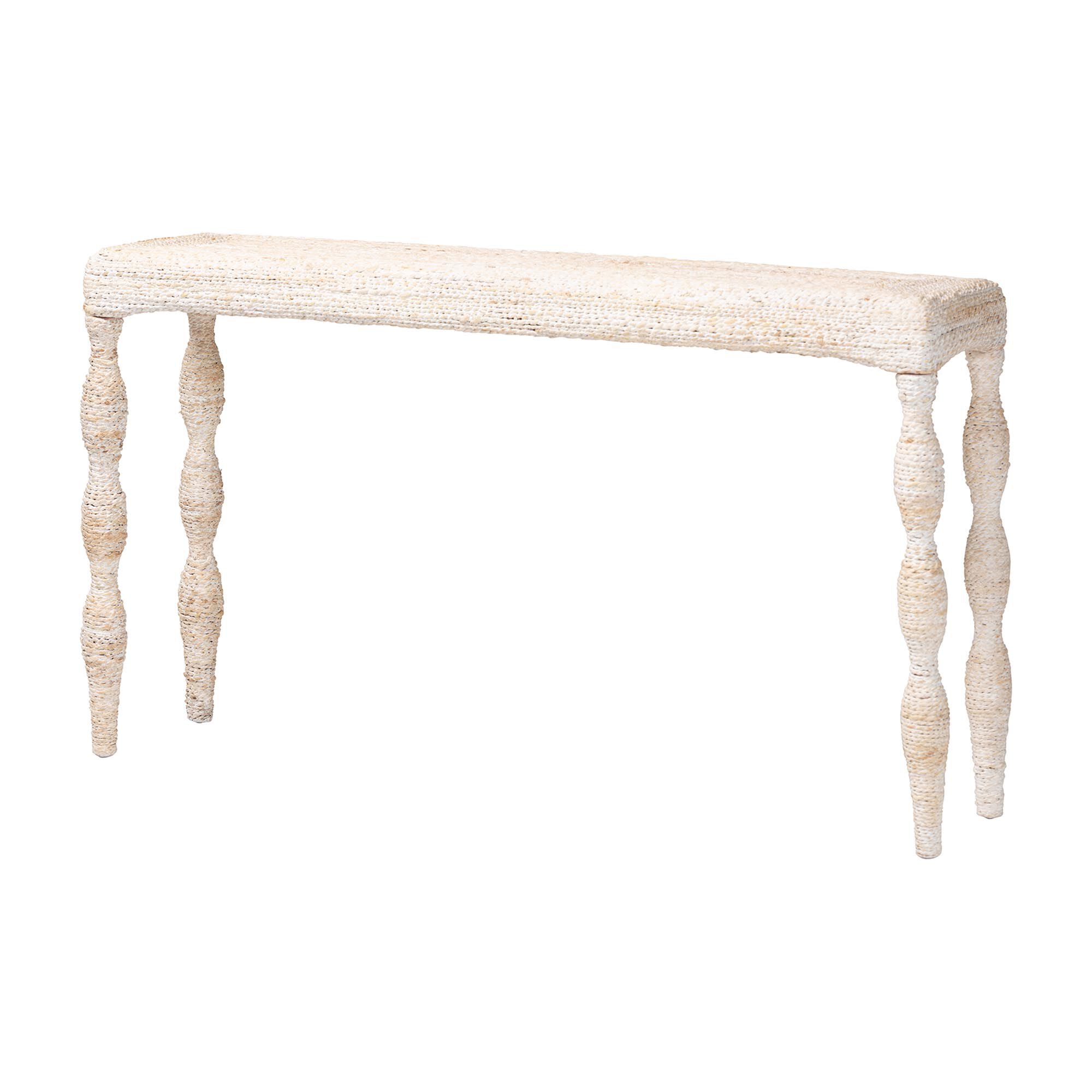 Lejane Woven Seagrass Console Table, WHITEWASH, alternate image number 1