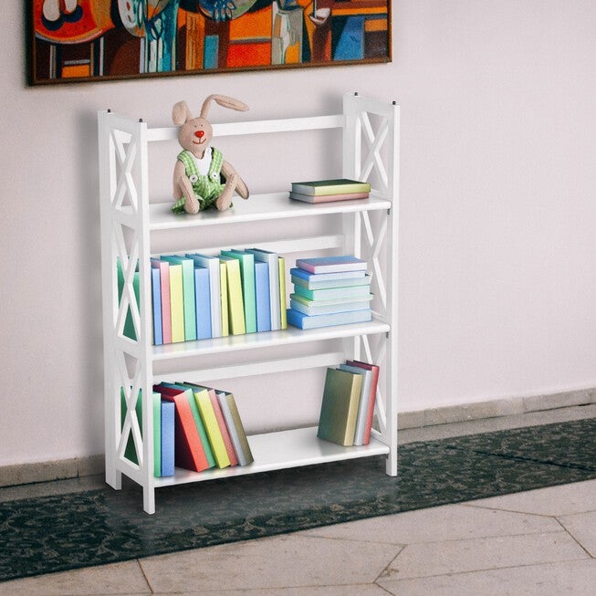 Montego 3-Shelf Folding Bookcase - White, , alternate image number 6