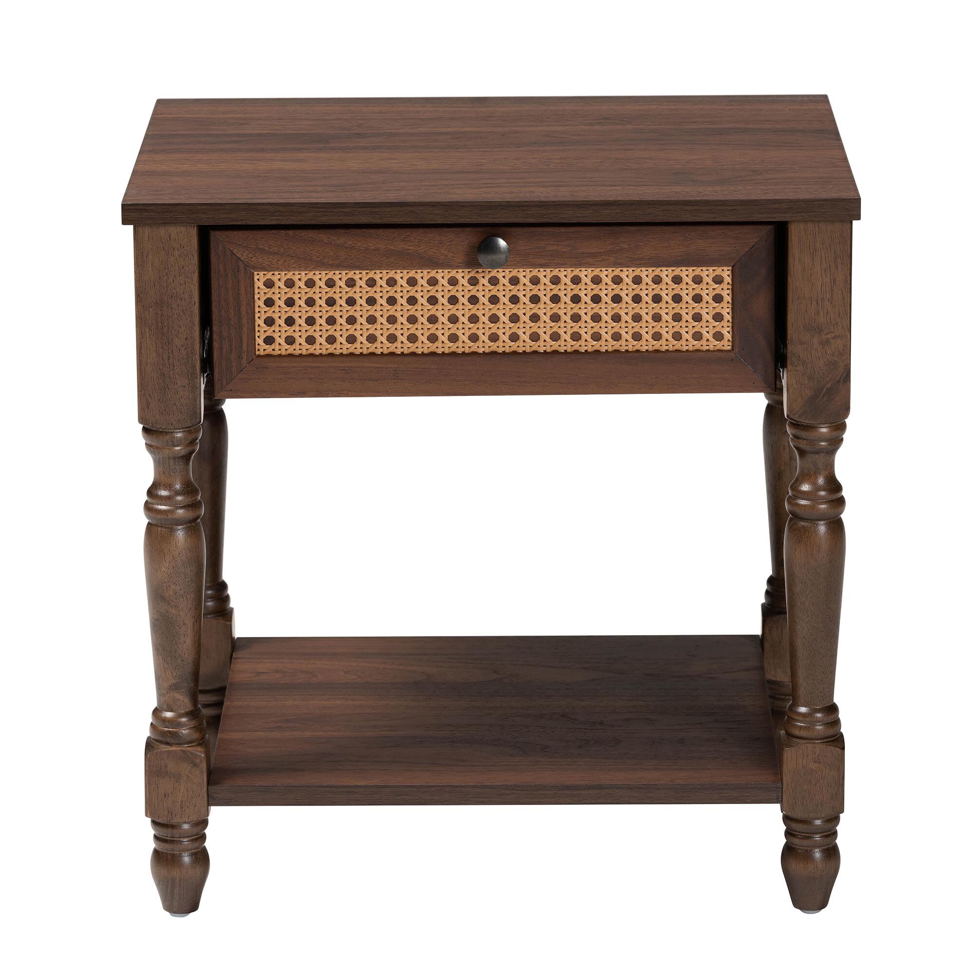 Roden Transitional Dark Brown Nightstand with Rattan, BROWN, alternate image number 3