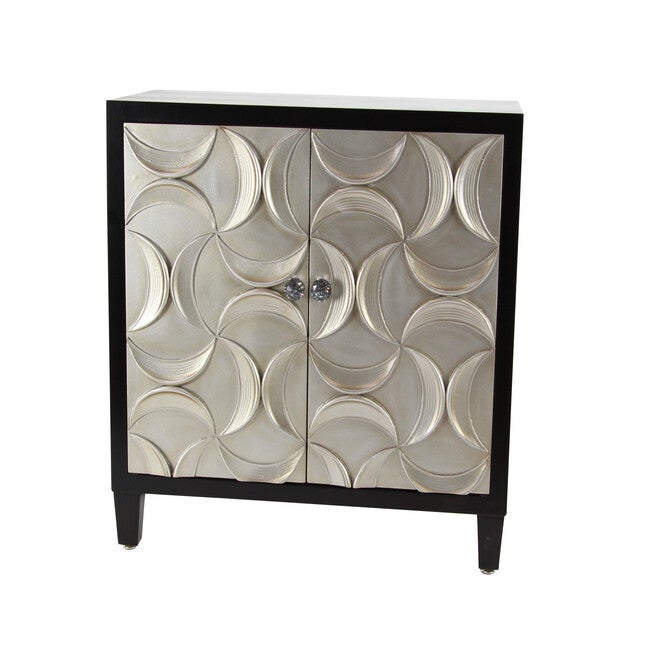 Modern Rectangular Black Wooden Crescent Moon Cabinet, 32 inchesH x 31 inchesL x 16 inchesW, , on-hover image number 1