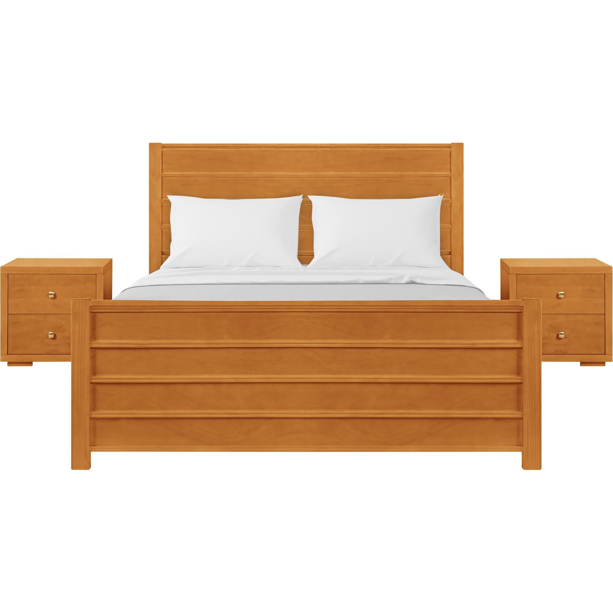 Caroline Wooden Platform Bed in Cherry, King with 2 Nightstands, CHERRY, hi-res image number 0