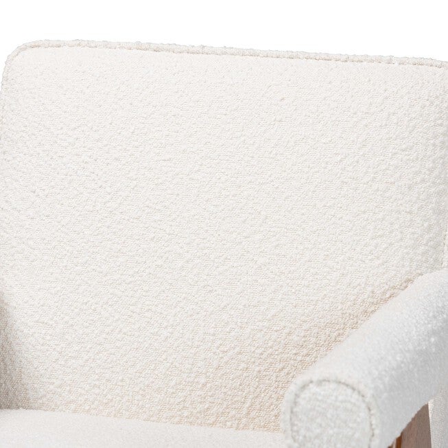 Georgina Japandi Cream Boucle and Walnut Brown Wood Accent Chair, CREAM, alternate image number null