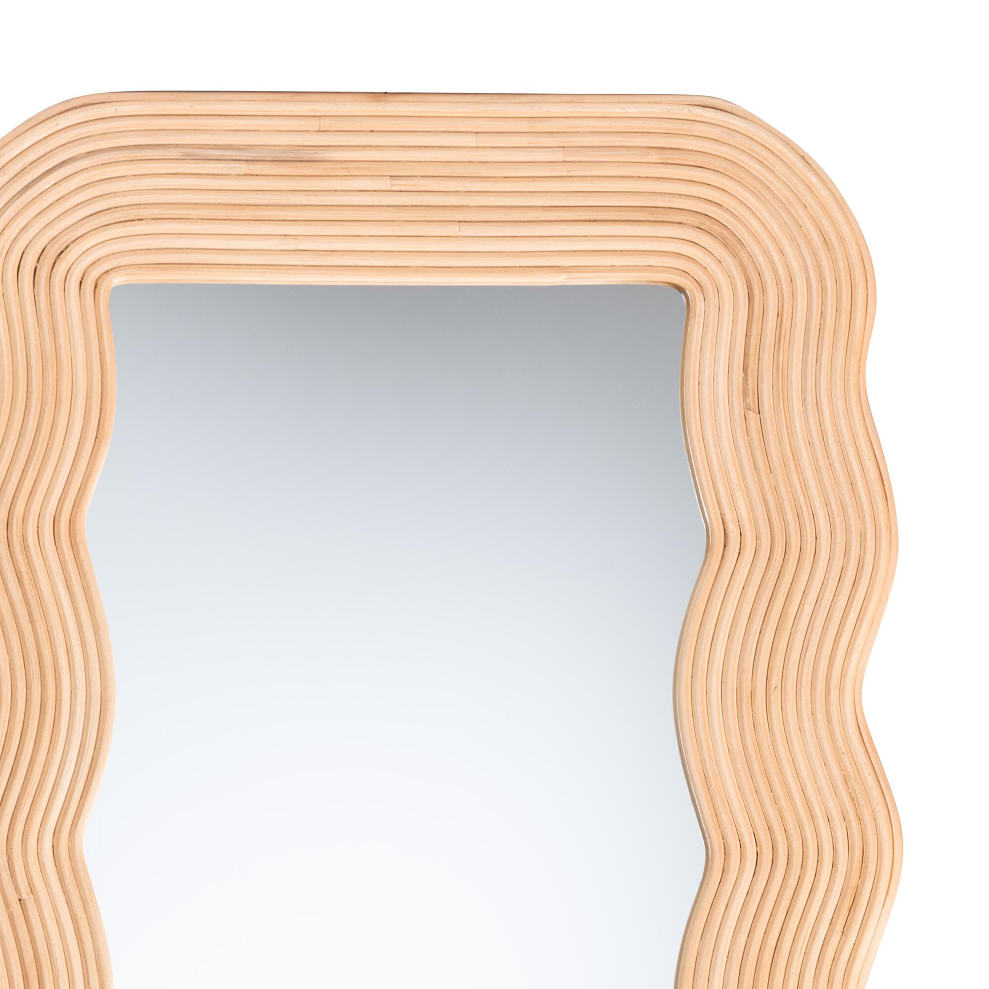 Drucilla Fluted Natural Rattan Scalloped Wall Mirror, HONEY, alternate image number 2