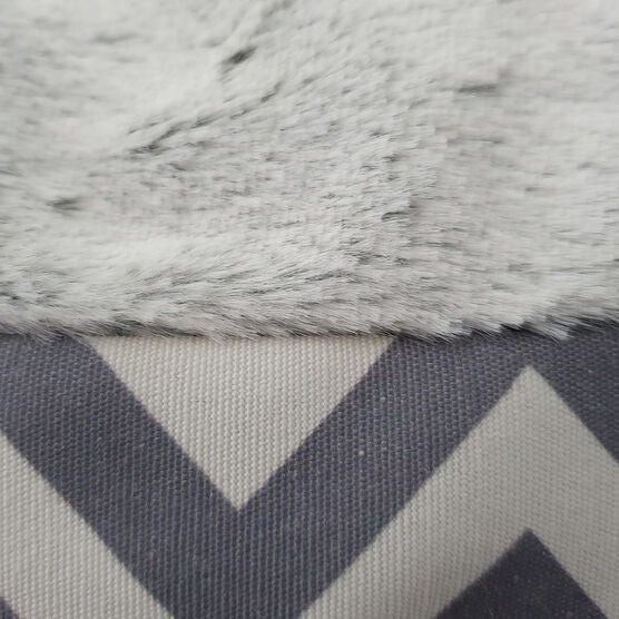 Chevron poly-cotton bolster with detachable faux fur cushion, Small Size, , alternate image number null