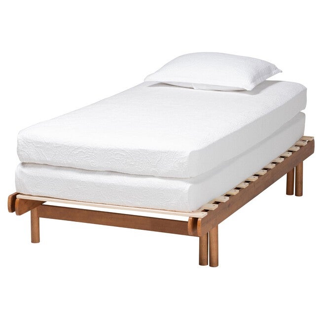 Bolivia Mid-Century Modern Walnut Brown Wood Expandable Twin To King Bed Frame, , on-hover image number null