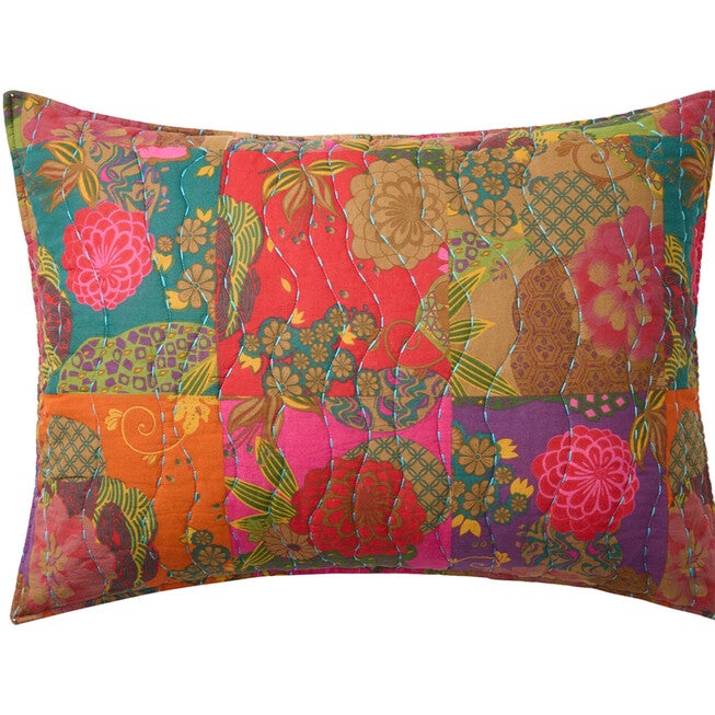 Floral Quilted Sham, RED FLORAL, hi-res image number null