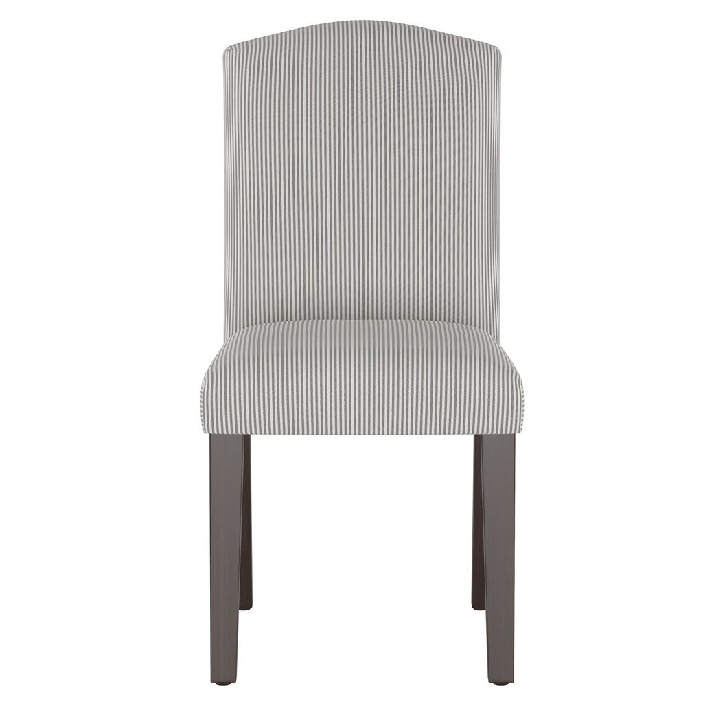 Front view of striped dining chair.