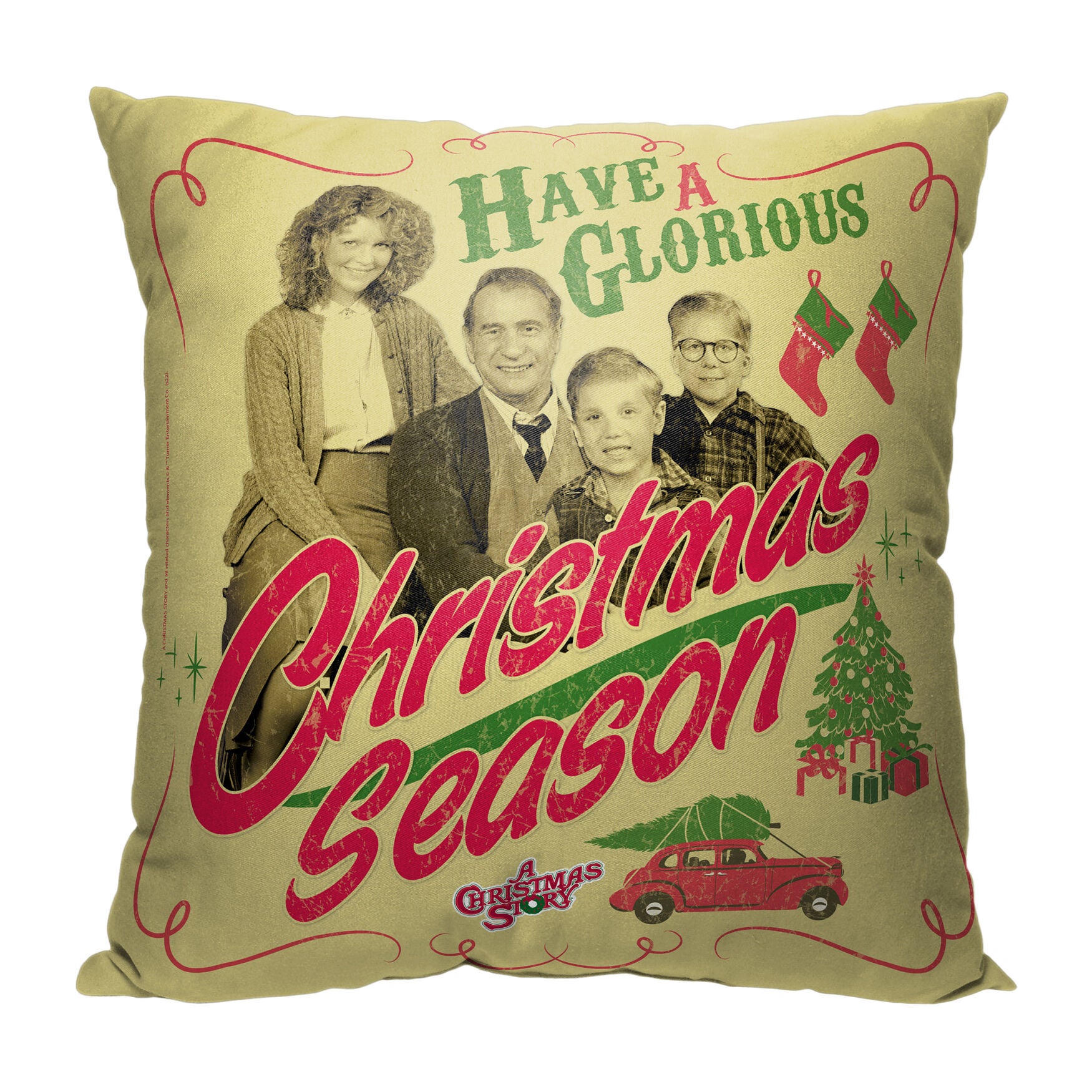 Wb A Christmas Story Glorious Christmas Season Printed Throw Pillow, O, hi-res image number 0