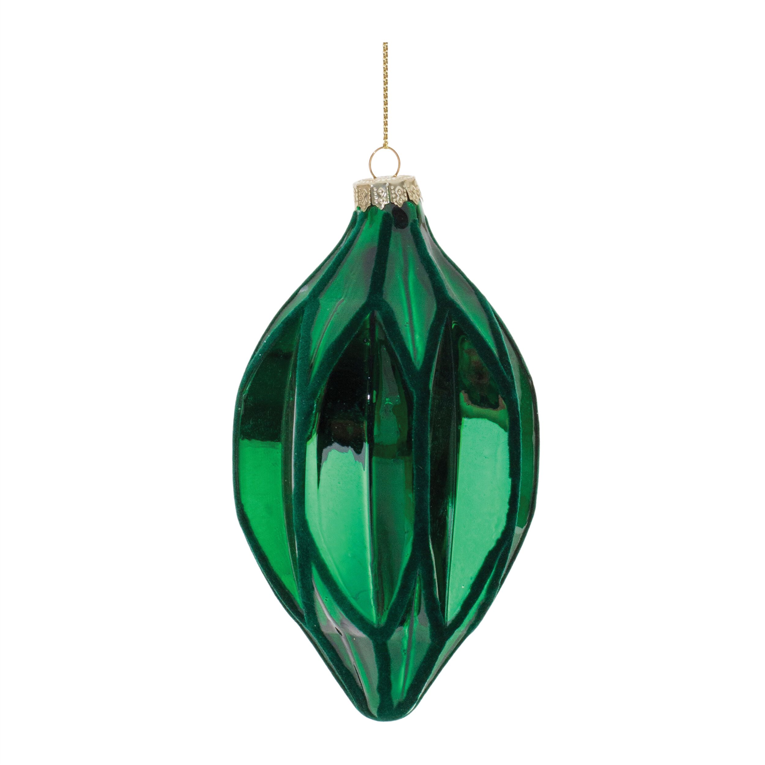 Green Textured Harlequin Glass Ornament (Set of 6), GREEN, alternate image number 5