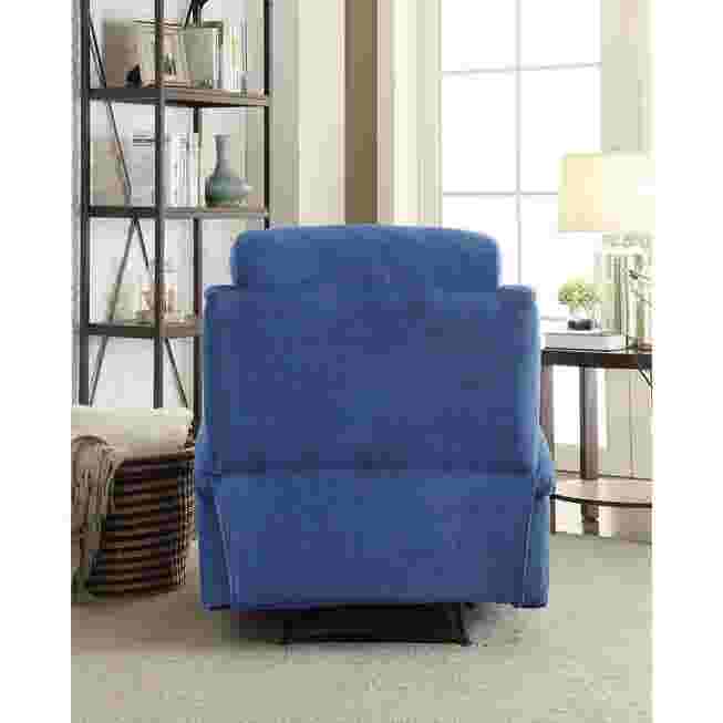 Blue recliner viewed from front in living room