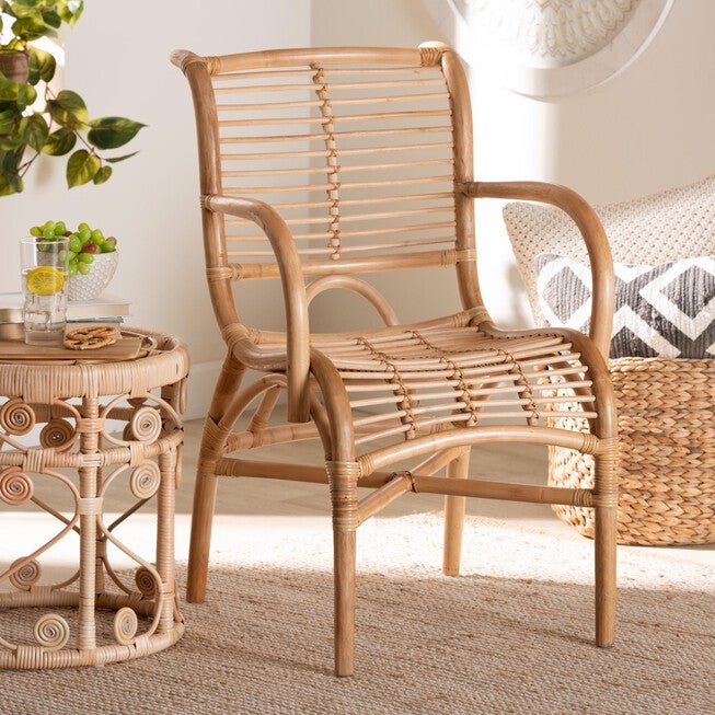 Seminyak Modern Bohemian Natural Rattan Lounge Chair, , alternate image number 7