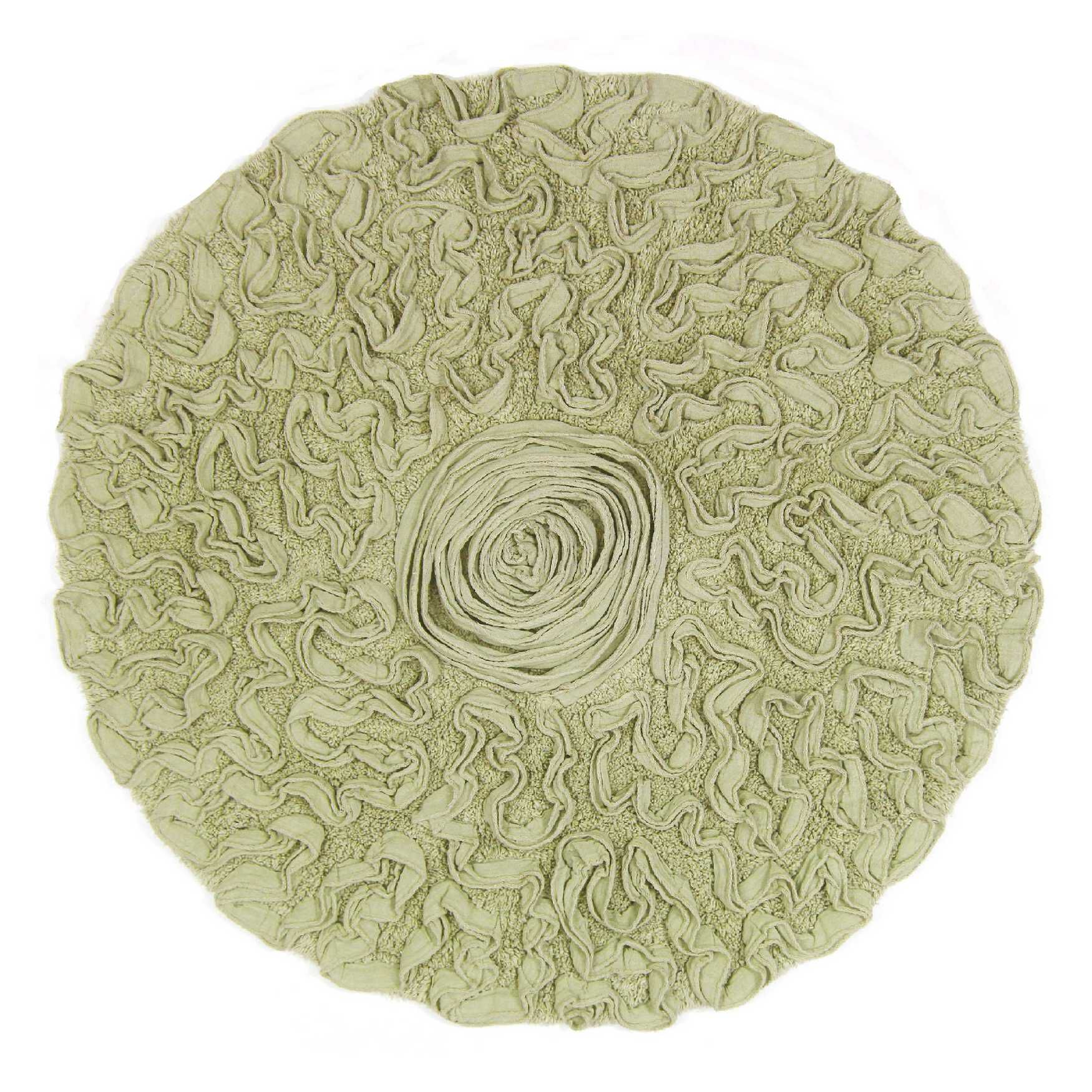 Bell Flower Round Bath Rug Collection, GREEN, hi-res image number 0
