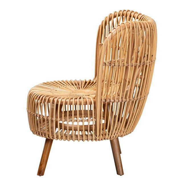 Nagoya Modern Bohemian Natural Rattan Wide Seat Lounge Chair, , alternate image number null