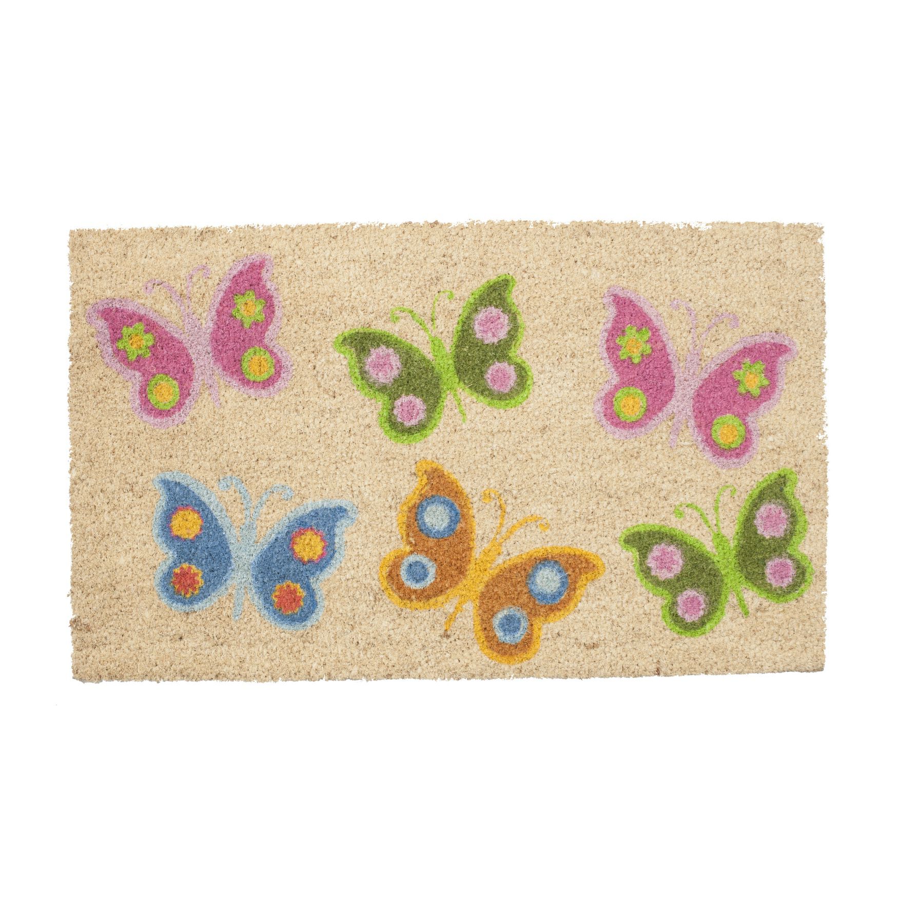 Butterflies Coir Mat With Vinyl Backing Floor Coverings, MULTI, hi-res image number 0