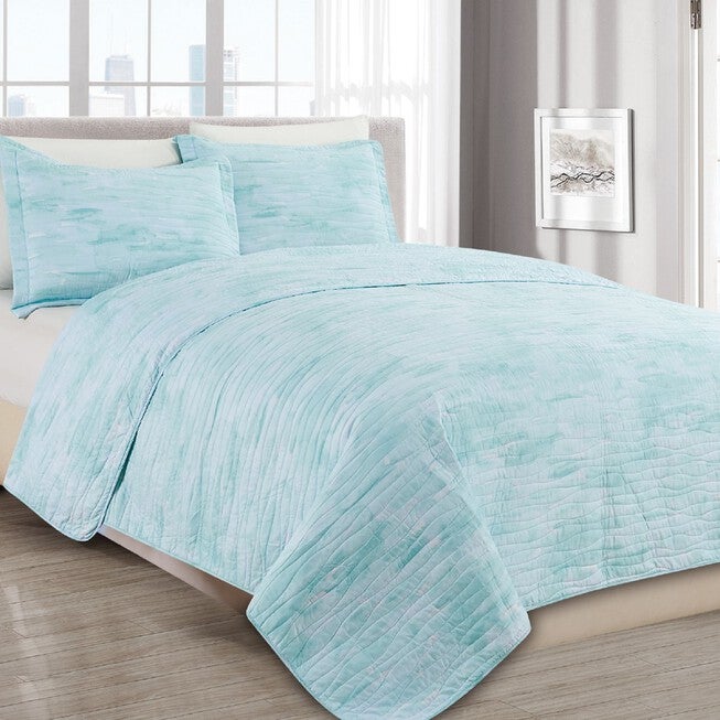 Sleepy Texture Quilt Set, TURQUOISE, hi-res image number 0