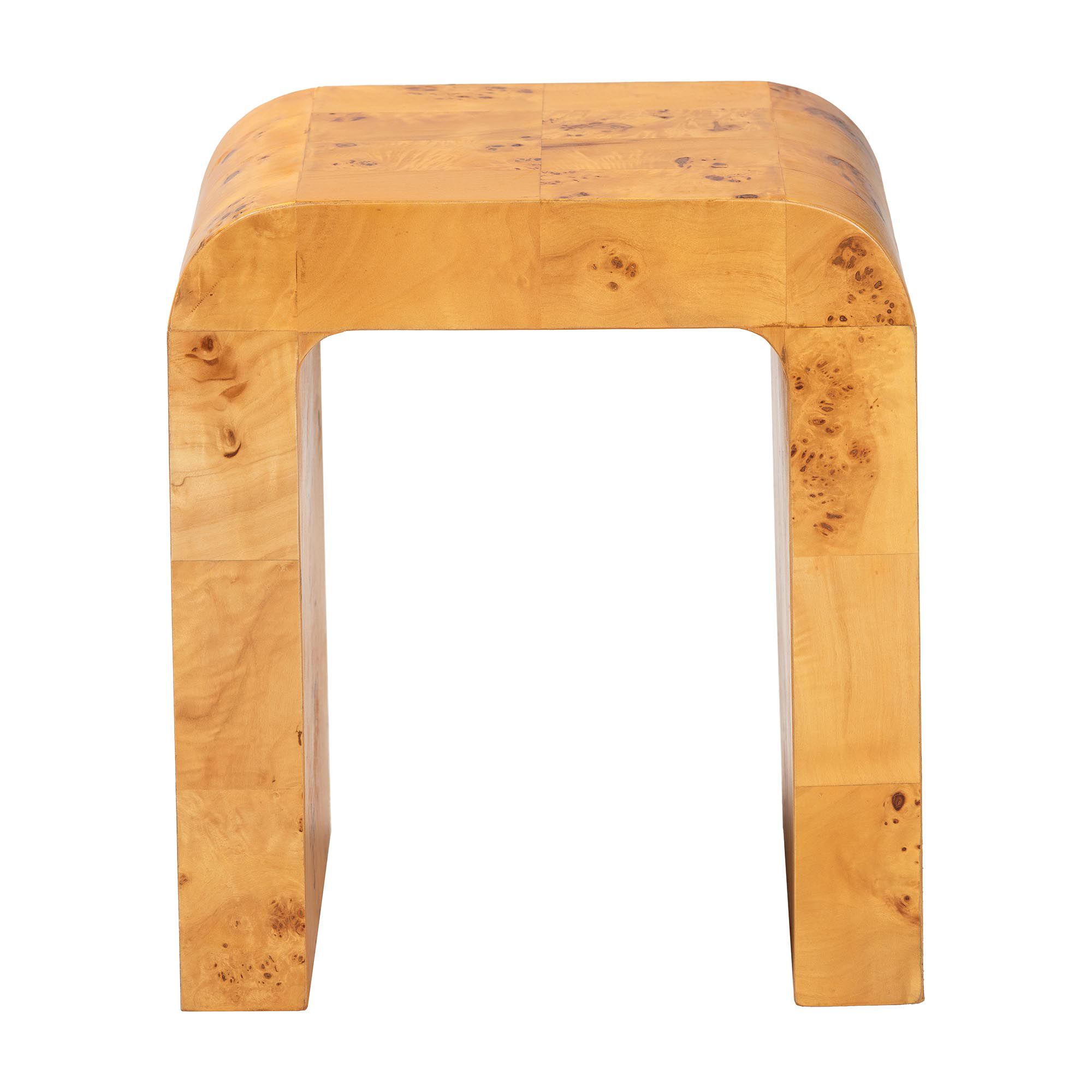 Revelle Modern and Contemporary Natural Light Mappa Real Burl Wood End Table, BURL, alternate image number 2