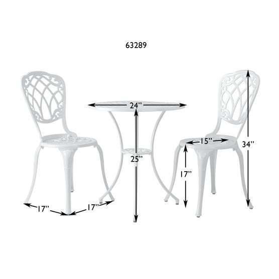 Palisade Aluminum 3-piece Bistro Set in White, , alternate image number null