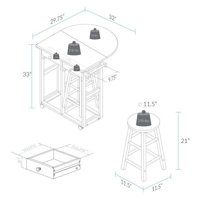 Breakfast Cart with Drop-Leaf Table-Natural, , alternate image number 6