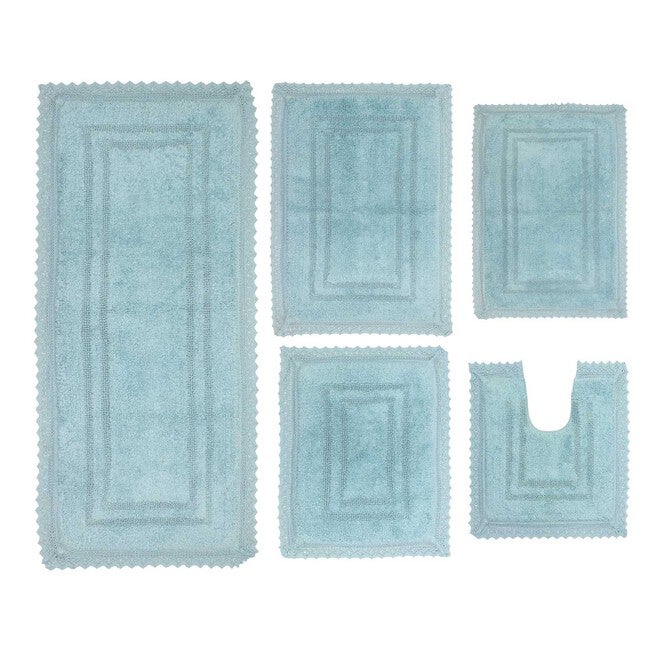 Opulent 5 Piece Bath Rug Collection, AQUA, hi-res image number null