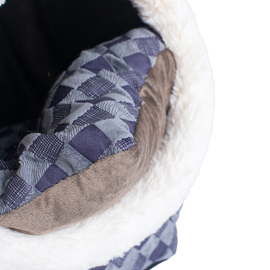 Cuddle Cave Cat Dog Bed, Blue Checkered, , alternate image number null