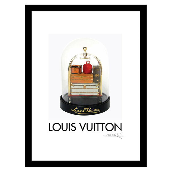 Louis Vuitton Luggage Cart Snowglobe - Orange / Black - 14x18 Framed Print, ORANGE BLACK, hi-res image number null