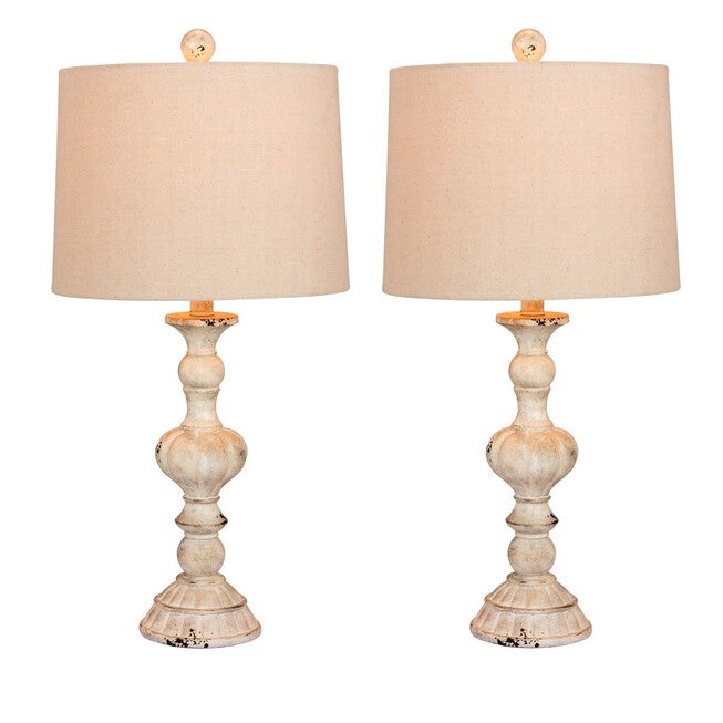 Cottage Antique White Resin 26.5 inches Table Lamp, Set 2, WHITE, hi-res image number null