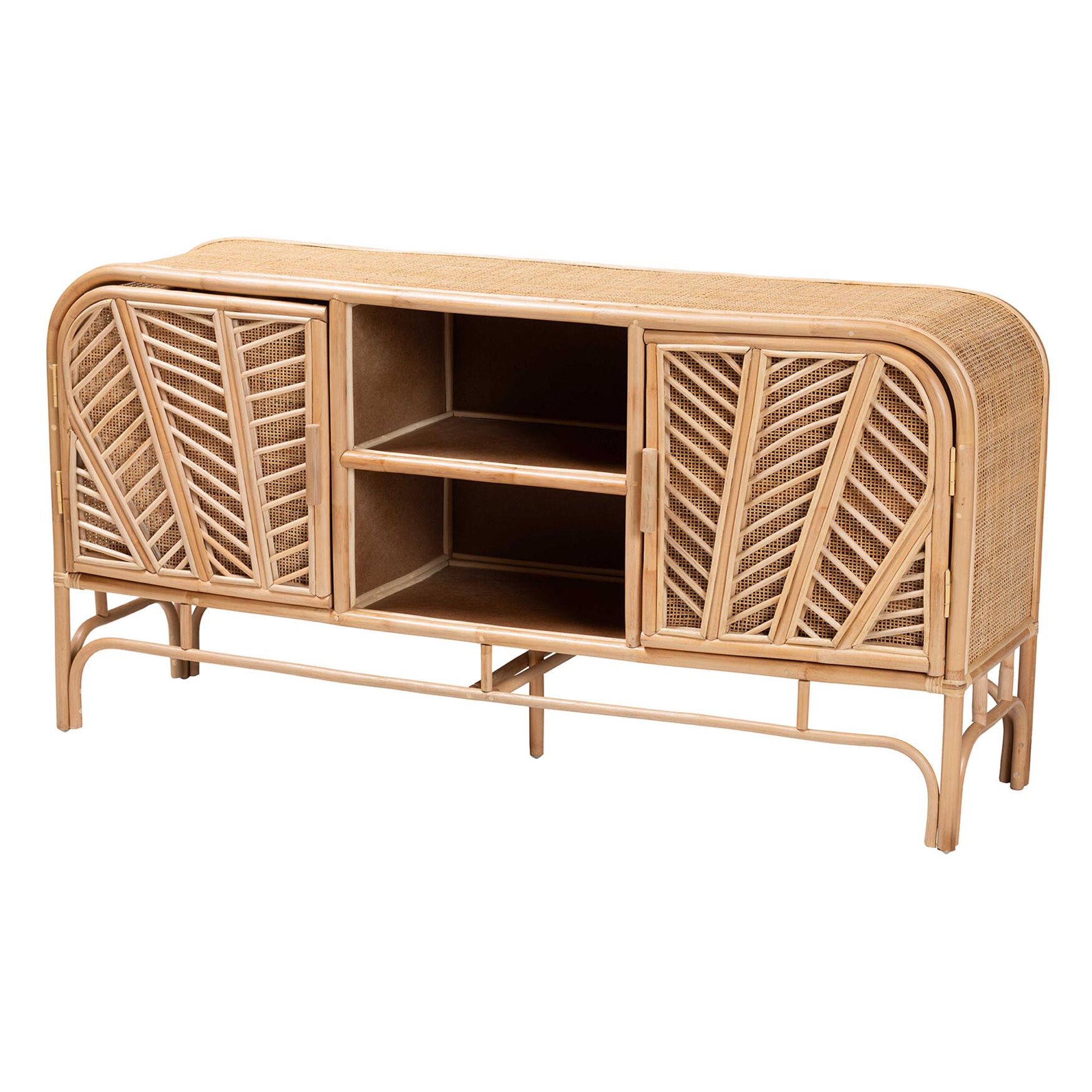 Carabella Bohemian Natural Rattan 2-Door Storage Cabinet, NATURAL, hi-res image number 0